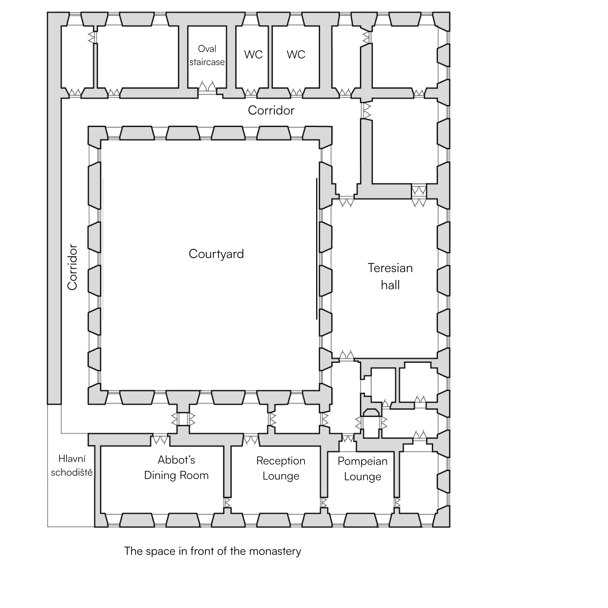 First floor plan of Brevnov Monastery